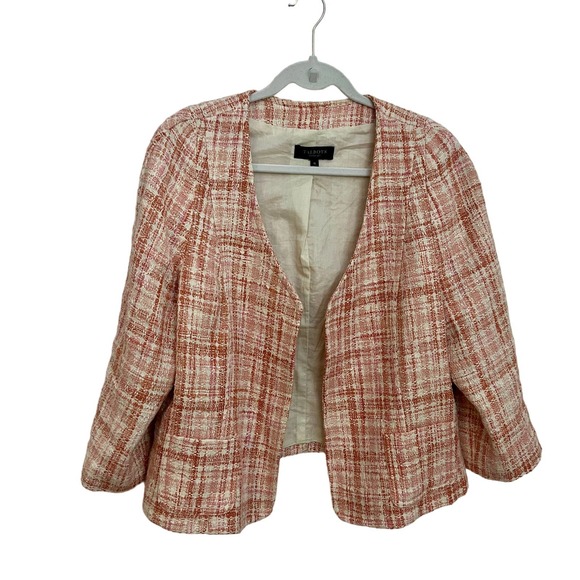 Tweed Jacket coral cream talbots office blazer size 16 - Picture 2 of 6
